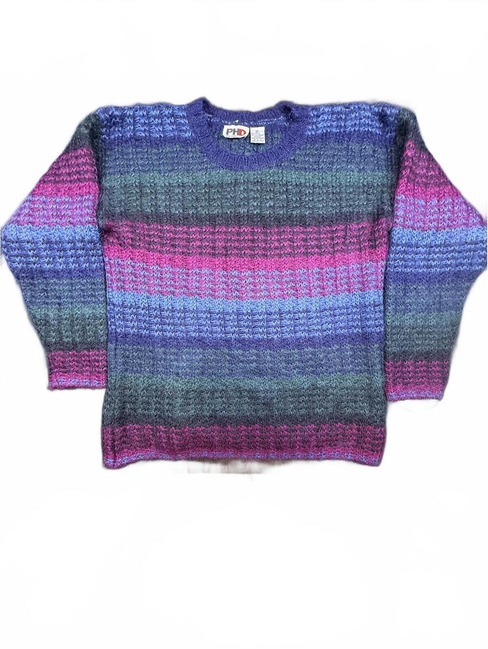 Vintage Sweater Paul Harris Design Mohair Wool Blend Striped Size Men S / W's M